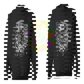 Mardi Gras Costume Sugar Skull Cat Carnival New Orleans Sweatshirt | Seseable UK