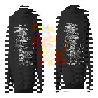 Mardi Gras Dachshund Wearing Mardi Gras Costume Beads Mask Sweatshirt - Thegiftio