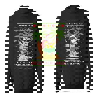 Mele Kalikimaka Retro Santa Shaka Hawaii Ugly Christmas Sweatshirt - Monsterry