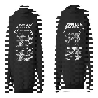 Meowtallica ブラック ホワイト 面白い パロディバンド 猫 子猫 恋人 長袖tシャツ スウェットシャツ - Kawaiitshirt