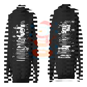 Merry Christmas Football Snowman Pajamas Sports Xmas Sweatshirt - Monsterry