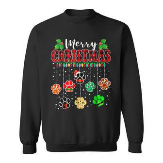 Merry Christmas Lights Dog Paw Xmas Sweatshirt | Seseable UK