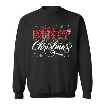 Merry Christmas Lights Santa Hat Xmas Family Matching Pajama Sweatshirt - Thegiftio UK
