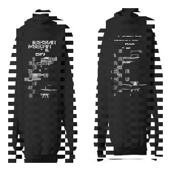 Messerschmitt Bf 109 Avion De Chasse Allemand Ww2 Blueprint Sweater e - Cadeauxyz