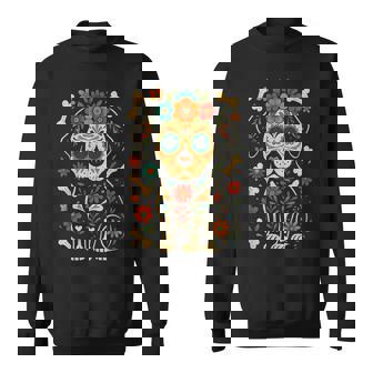 Mexican Dog Day Of The Dead Skeleton Sugar Flowers Dogs Sweatshirt - Monsterry