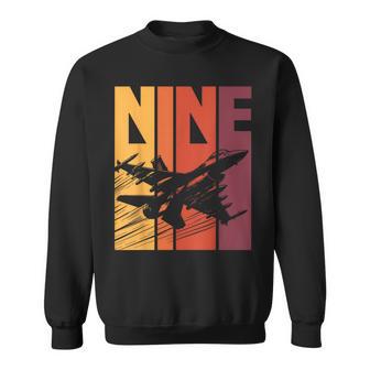 Military Fighter Jet Retro Nine Year Old Boys 9Th Birthday Sweatshirt - Thegiftio UK