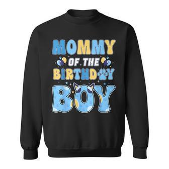 Mommy Of The Birthday Boy Family Blue Dog Fun Birthday Party Sweatshirt - Thegiftio UK