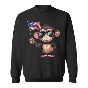 Monkey Usa Flag Monkey Lovers 4Th Of July Sweatshirt - Thegiftio UK