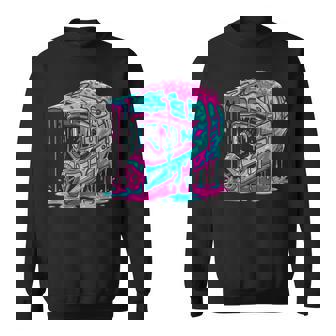 Motocross Helmet Drip Melt Graphic Dirt Bike Racing Sweatshirt - Monsterry