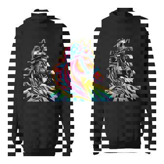 Multicolor Horse Horseback Equestrianism Horse Riding Sweatshirt Unisex | Mazezy