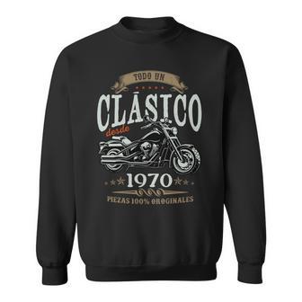 Nacido En 1970 55 Años Cumpleaños Moto Biker Hombre Motero Manga Larga Camisa de entrenamiento - Regaloses