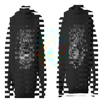 Native American Horse Feather Headdress Indian Tribe Sweatshirt | Seseable CA