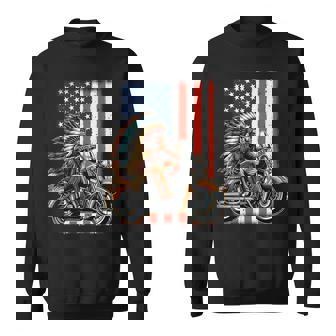 Nativi Americani Guerriero Bandiera Usa Biker Equitazione Una Moto Felpa - Novitaregali