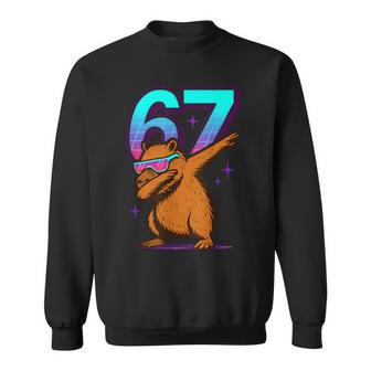 Neón Retro Dabbing Capybara 67 Meme Capy Lover Adolescentes Niños Camisa de entrenamiento - Regaloses