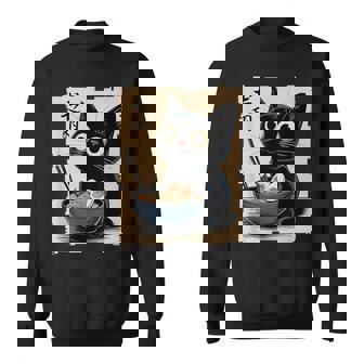 Nouilles De Chat Drôle Ramen Rétro Japonais Anime Kawaii Sweater e - Cadeauxyz