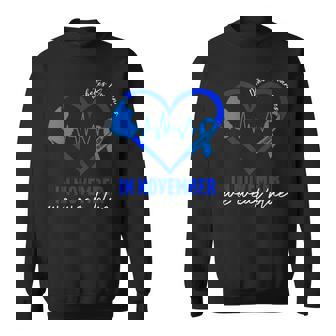 In November We Wear Blue Diabetes Awareness Heart Ribbon Sweatshirt | Mazezy