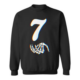 Number 7 Matching 67 Meme Skeleton Hand Halloween Costume Sweatshirt - Thegiftio UK