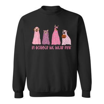 In October We Wear Pink Ghost Dogs Breast Cancer Awareness Sweatshirt - Thegiftio UK