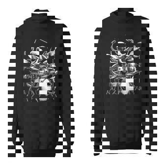 Octopus Playing Drums Retro Drummer Sweatshirt - Thegiftio