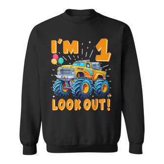 One 1St Birthday Boy Monster Truck Car 1 Year Old Sweatshirt - Thegiftio UK
