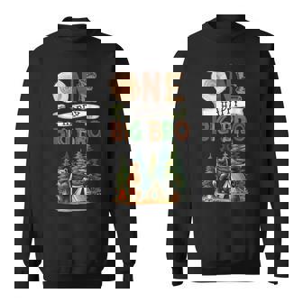 One Happy Big Bro Camper First Birthday Camping Bear Brother Sweatshirt | Mazezy