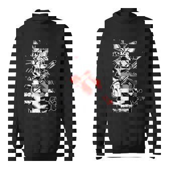 Orchestra Musician Violinist Rock Cat Playing Violin Sweatshirt Unisex | Mazezy