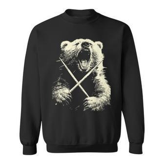 Ours Jouant De La Batterie Drôle Musicien Animal Batteur Punk Rock Sweater e - Cadeauxyz