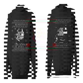 Overstimulated But Festive Possum Christmas Ugly Xmas Pajama Sweatshirt | Mazezy