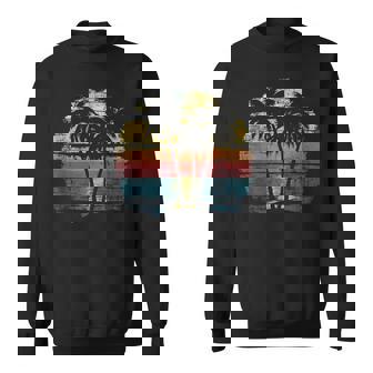 Palm Tree Tropical Beach Pattern Retro Vintage 70S 80S Style Sweatshirt - Thegiftio