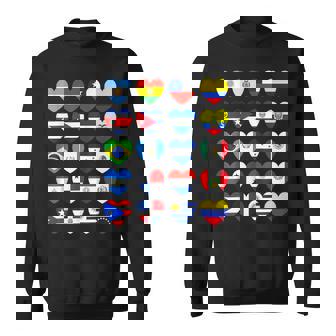 Hispanic Heritage Month Latino All Countries Heart Flags Sweatshirt - Monsterry