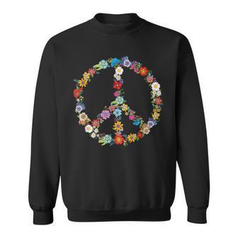 Panneau De Fleurs Love And Peace Hippie Lover Beau Et Drôle Sweater e - Cadeauxyz