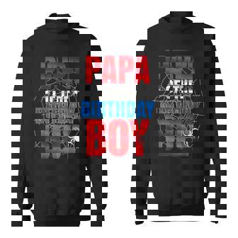 Papa Of The Birthday Boy Matching Family Spider Web Sweatshirt - Thegiftio