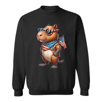 Patriotic Capybara Usa American Flag 4Th Of July Sweatshirt - Thegiftio UK