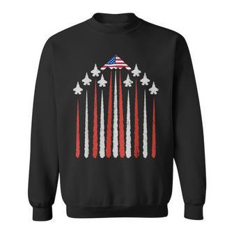 Patriotic Fighter Jets Usa Flag Red White & Blue 4Th Of July Sweatshirt | Seseable UK