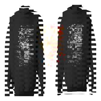 Patriotic Wolf American Flag Usa Wolf Lover Vintage Sweatshirt | Mazezy