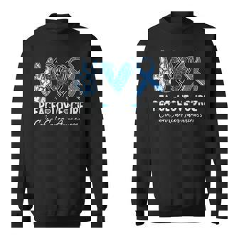 Peace Love Cure Colorectal Colon Cancer Awareness Support Sweatshirt - Monsterry