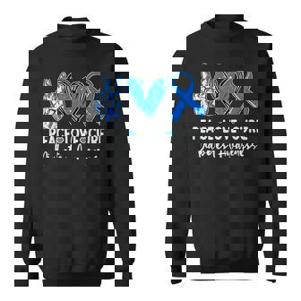 Peace Love Cure Type 1 Diabetes Awareness T1d Ribbon Blue Sweatshirt - Seseable