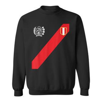 Peru Peruvian Flag Escudo Retro Soccer Inspired Peru Sweatshirt | Mazezy