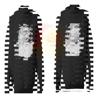 Pink Christmas Santa Claus Face Xmas Vintage Pink Santa Sweatshirt | Seseable FR