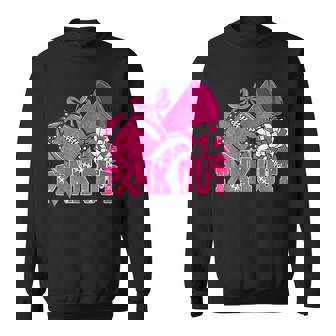 Pink Out Football Pink Bow Cheer Breast Cancer Awareness Sweatshirt | Mazezy