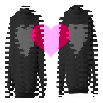 Pink Heart Simple Shaped Cute Minimalist On Black Sweatshirt - Monsterry