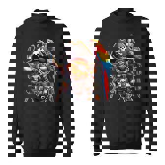 Pirate Highland Cow With Colorful Parrot Sweatshirt - Thegiftio