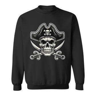 Pirate Skull Crossed Swords Bold Nautical Minimalist Sweatshirt | Mazezy