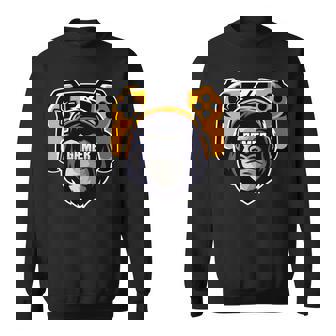 Playtation ゲーマーギフト モンキー ゲームプレーヤー ビデオゲーム 長袖tシャツ スウェットシャツ - Kawaiitshirt