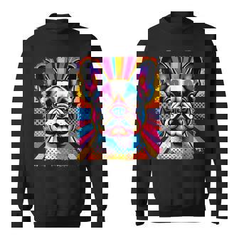 Pop Art French Bulldog Mustache Sweatshirt Unisex | Mazezy