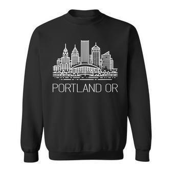Portland Oregon Downtown City Skyline Sketch Moda Center Pnw Sweatshirt - Thegiftio UK