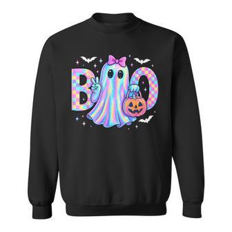 Preppy Halloween Boo Ghost Coquette Bow Boo Jee Ghost Sweatshirt - Thegiftio