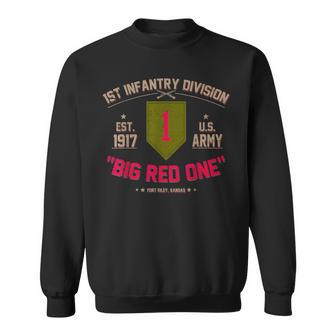 Proud 1St Infantry Division Us Veteran Big 1 Red One Sweatshirt - Thegiftio UK
