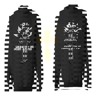 Proud Husband Dad Pops Father's Day Christian Cross Sweatshirt Unisex | Mazezy