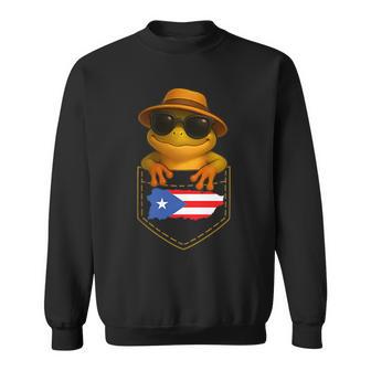 Puerto Rico Coqui Frog Boricua Pocket Cute Pocket Coqui Frog Sweatshirt - Thegiftio